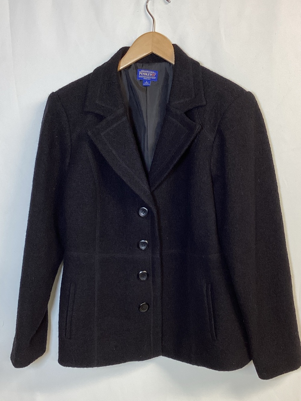 PENDLETON Marino Wool Black Textured 4 Button Blazer Size L